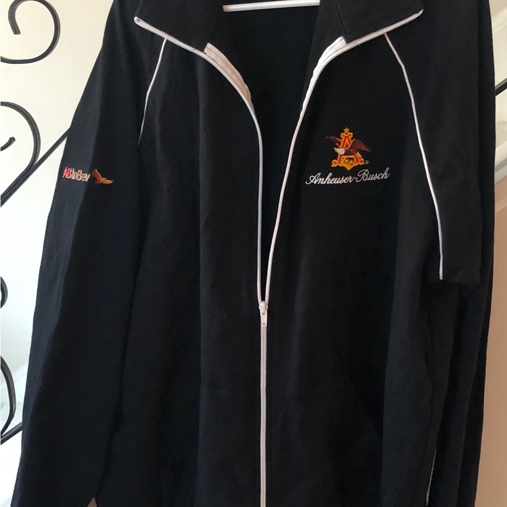 American Apparel Black Mens Jacket Anheuser Busch with Eagle Cotton USA